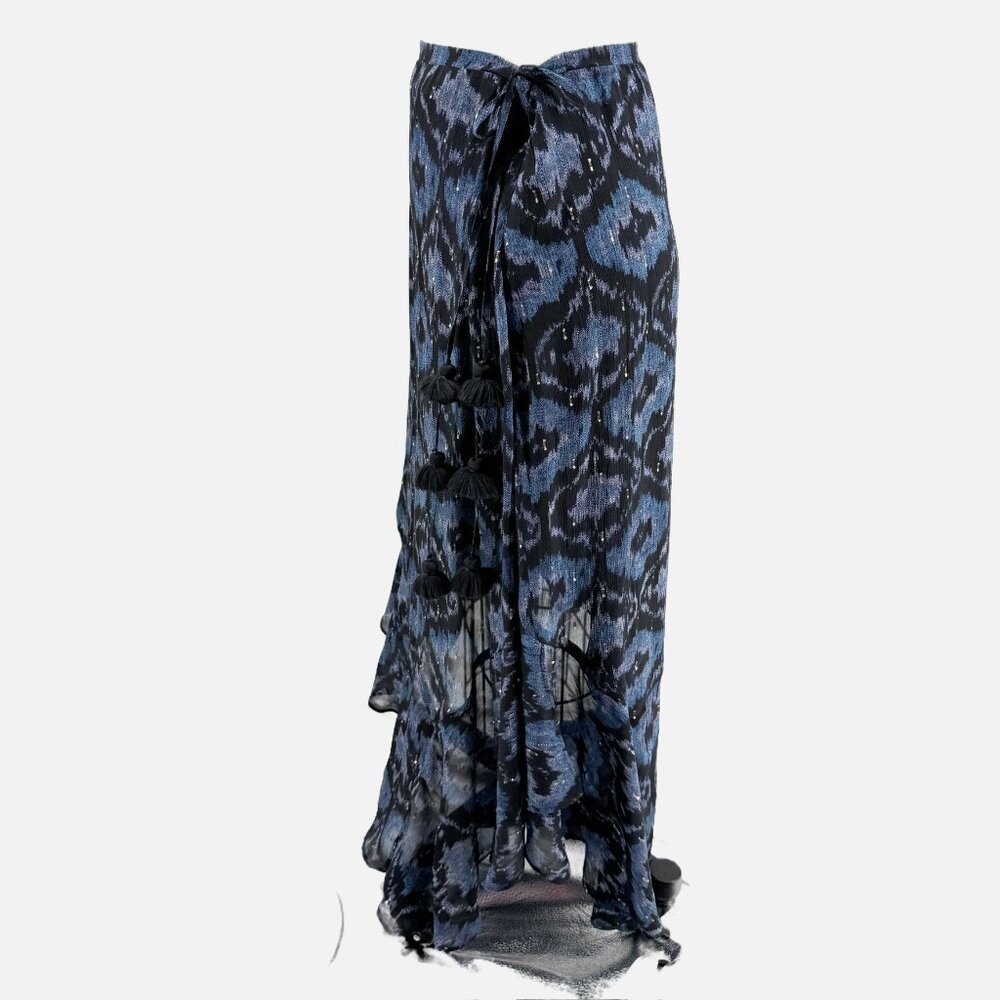 Figue Midi Skirt Wine Papas Maxime Silk Sparkly Asymmetric 4 - Picture 7 of 10